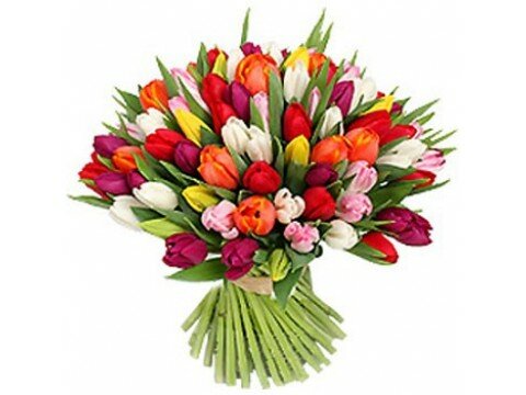 Букети для жінок 101 різнокольоровий тюльпан