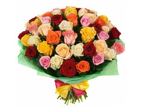 Букеты для женщин 51 разноцветная роза