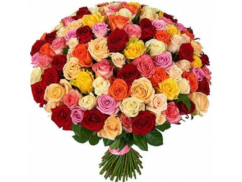 Букети для жінок 101 різнокольорова троянда