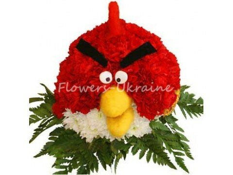 Decoration of flowers "Angry Bird" 